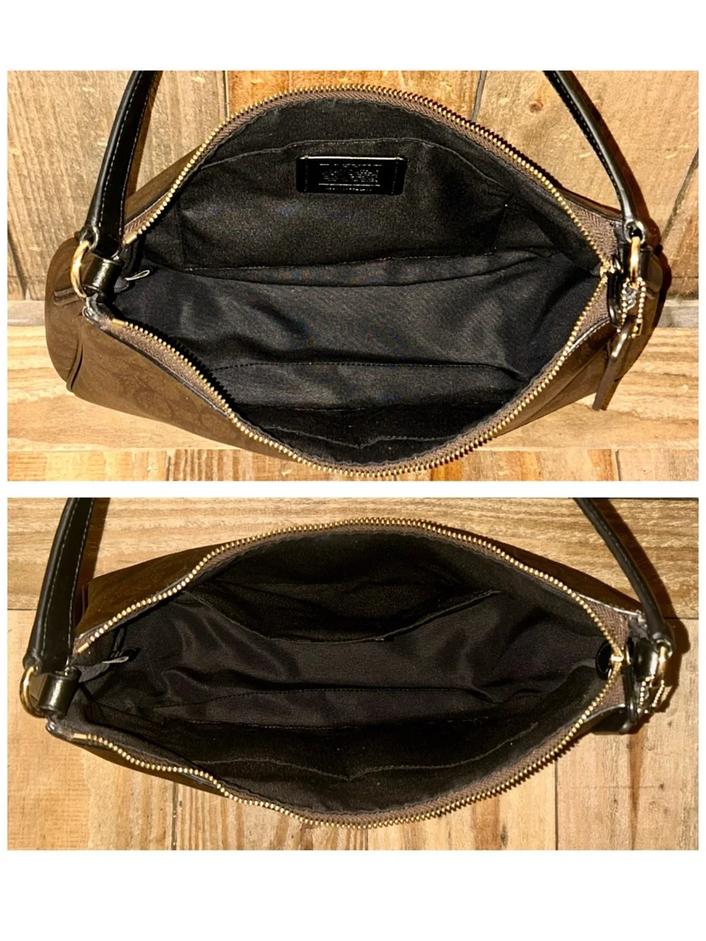 Coach. 5 Piece. Signature Zip Bag & Free Wallet, Glasses/Case, Scarf & Dust Bag. - Picture 8 of 16